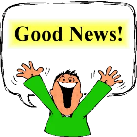 Enthusiastic Cartoon Character Celebrating Good News Clipart with Excitement