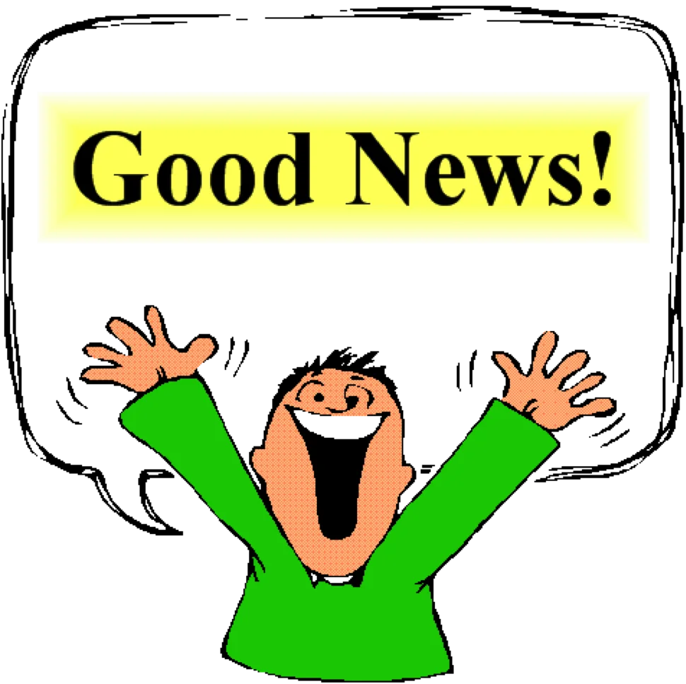 Enthusiastic Cartoon Character Celebrating Good News Clipart with Excitement