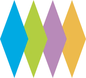Geometric Diamond-Shaped Clipart with Colorful Overlapping Rhomboid Design