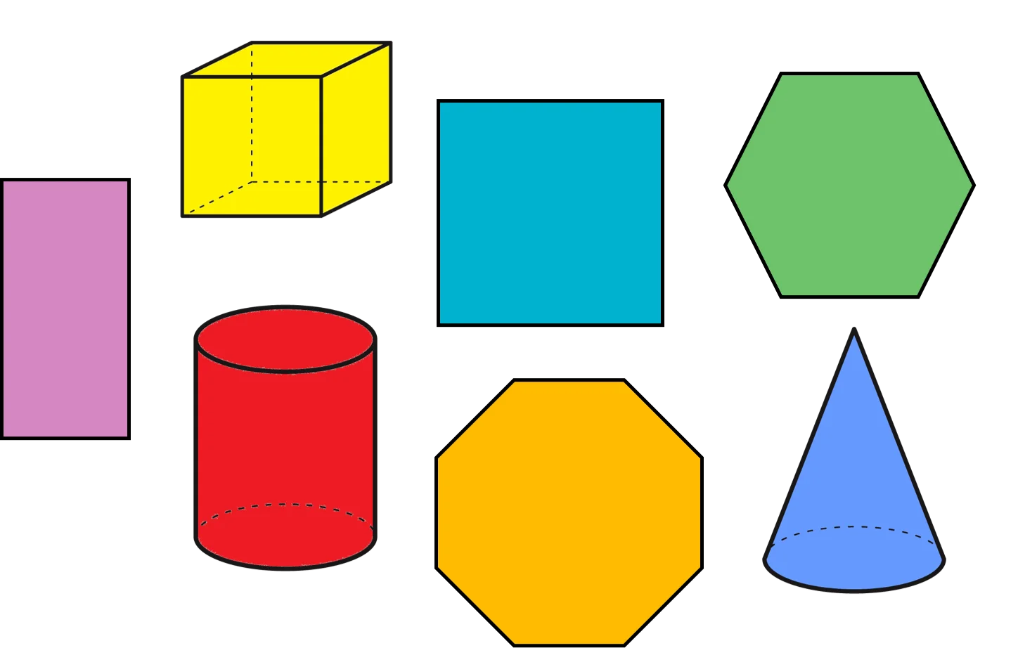Geometric Shapes Clipart Collection: A Colorful Educational Visual Display