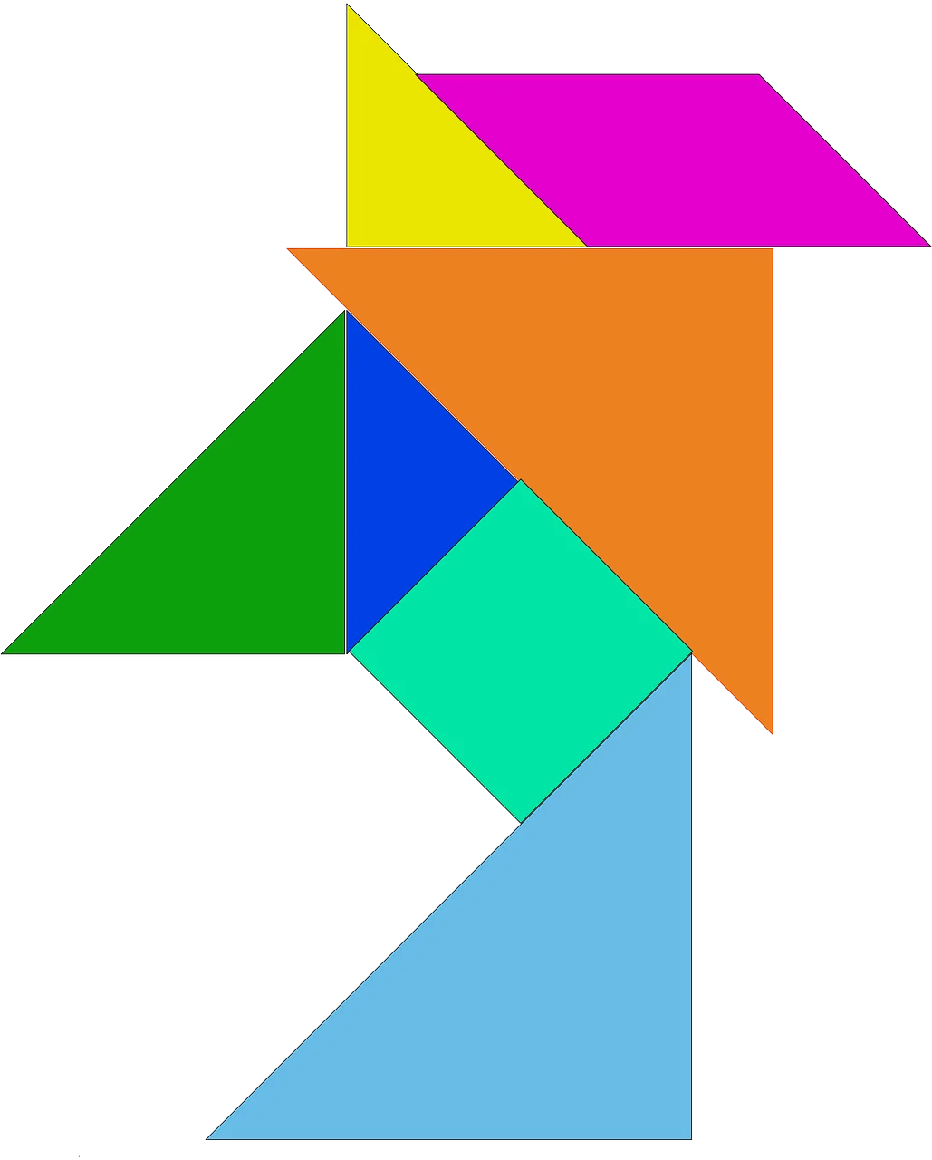 Geometric Tangram Puzzle Clipart with Colorful Interlocking Triangle Shapes