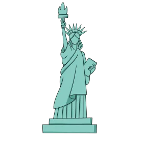 Iconic Statue of Liberty Landmark Clipart Illustration in Symbolic Green Tone