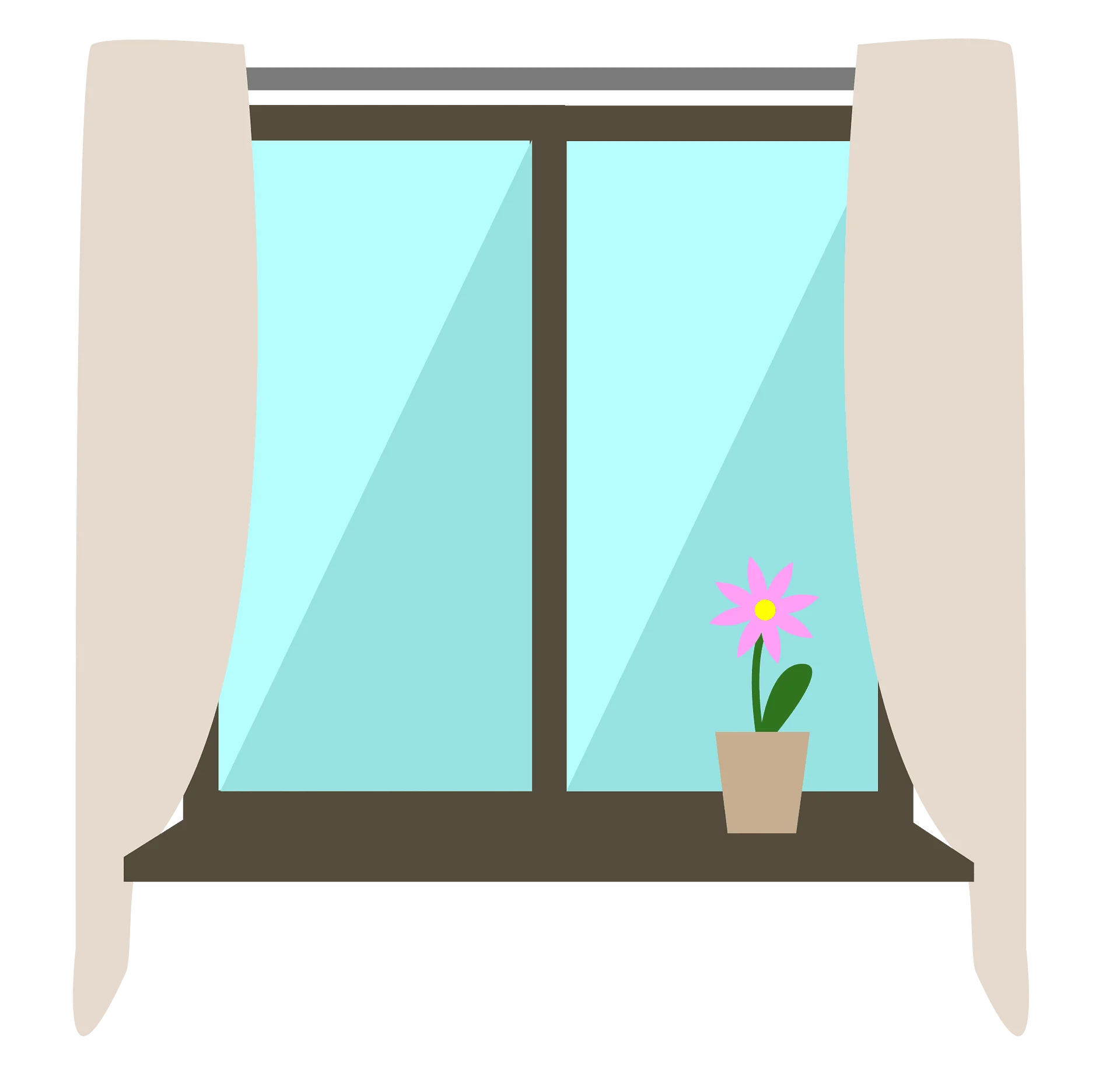 Minimalist Indoor Window Scene with Pastel Flower Pot Clipart Design