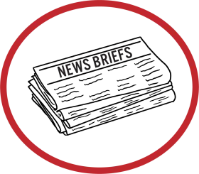 Monochrome News Briefs Newspaper Clipart Illustration with Bold Red Border