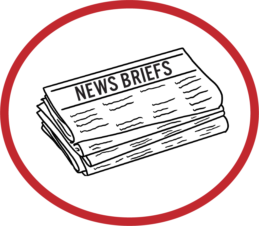 Monochrome News Briefs Newspaper Clipart Illustration with Bold Red Border