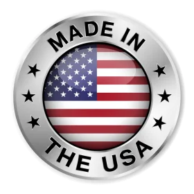 Patriotic 'Made in the USA' Metallic Circular Clipart Badge with American Flag
