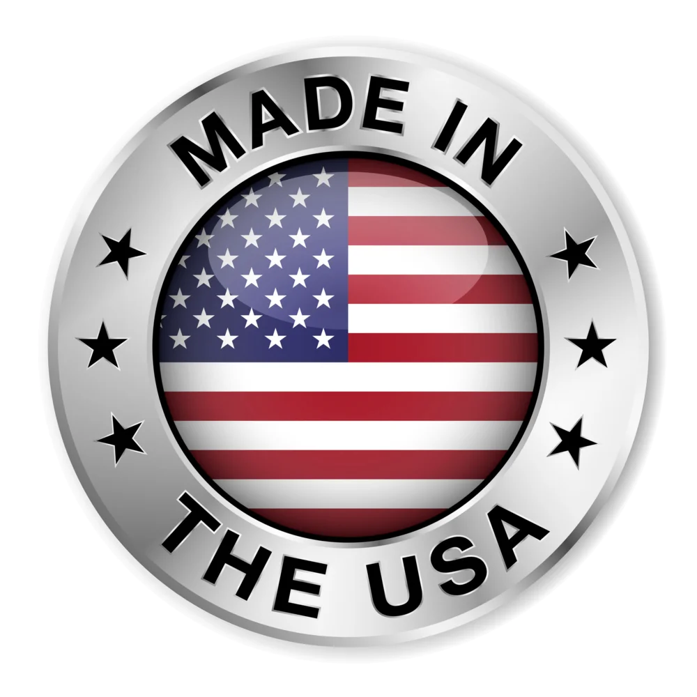 Patriotic 'Made in the USA' Metallic Circular Clipart Badge with American Flag