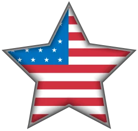 Patriotic Star-Shaped United States Flag Clipart with Metallic Border Design