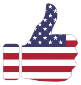Patriotic Thumbs-Up Gesture USA Flag Stars and Stripes Clipart Design