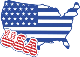 Patriotic United States Map Clipart with Stars and Stripes National Design