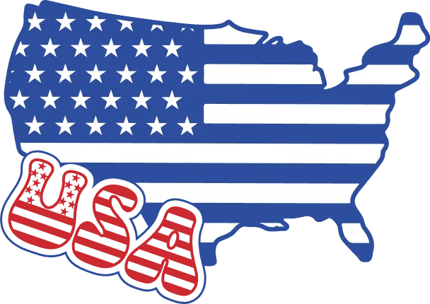 Patriotic United States Map Clipart with Stars and Stripes National Design