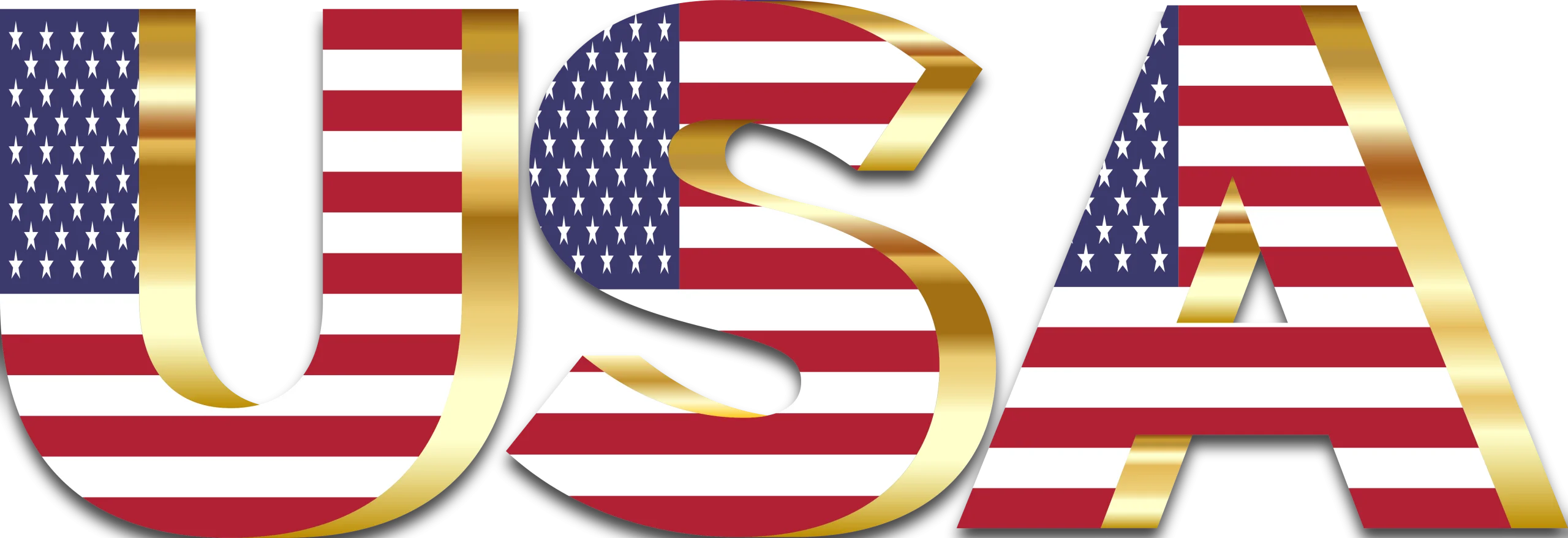 Patriotic USA Clipart Design with National Flag Colors and Golden Styling