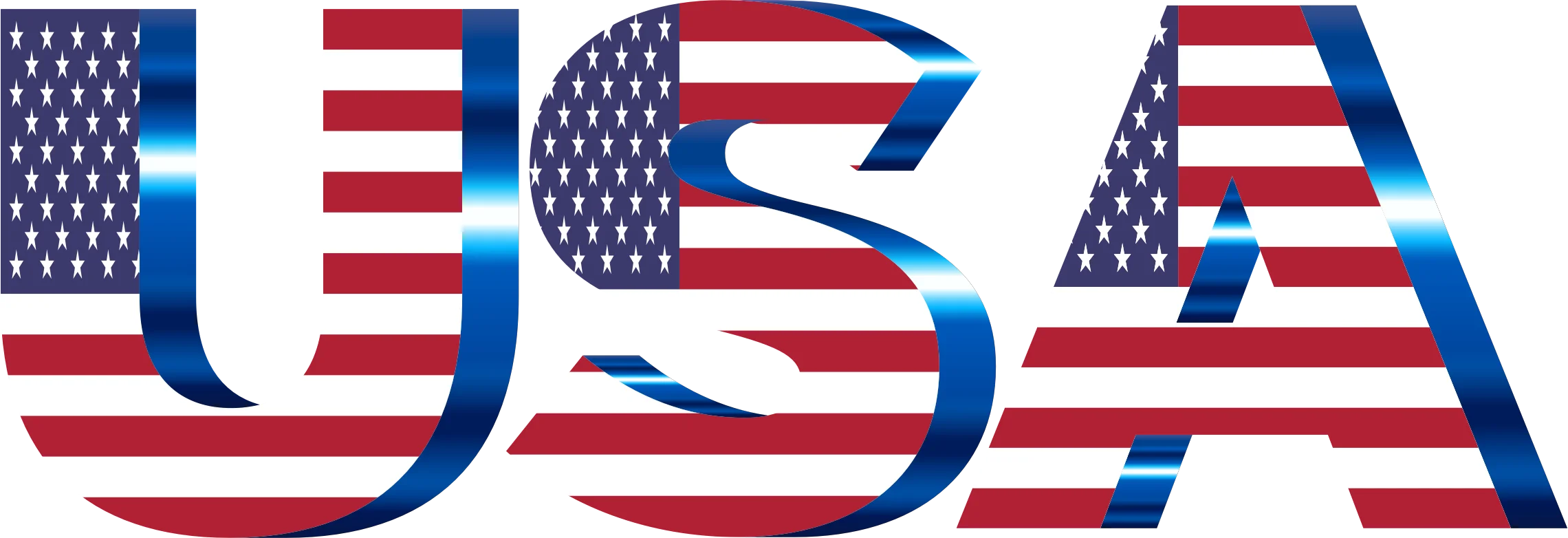 Patriotic USA Letters Clipart Design Featuring American Flag Colors and Pattern