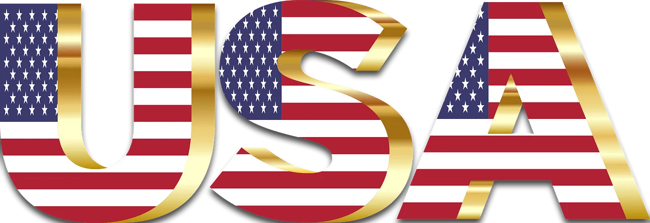 Patriotic USA Letters Clipart with American Flag Color Scheme and Stylized Design