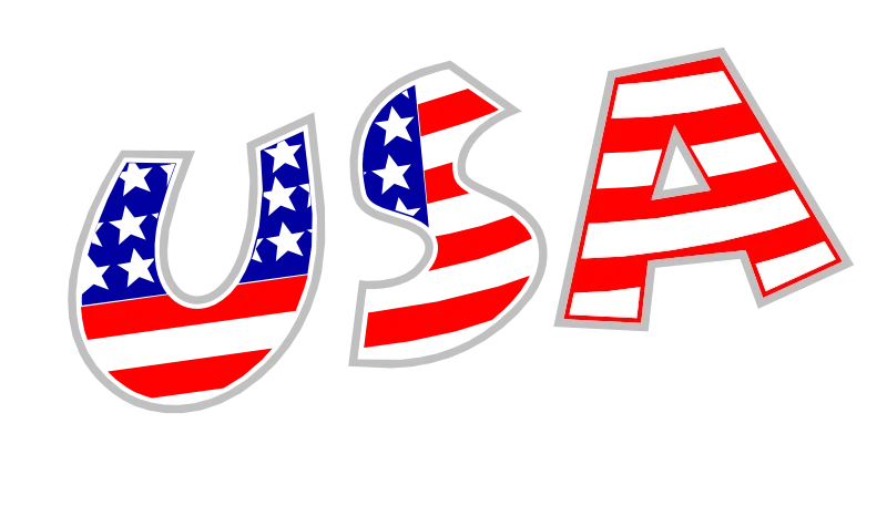 Patriotic USA Stars and Stripes Typography Clipart Design with National Colors