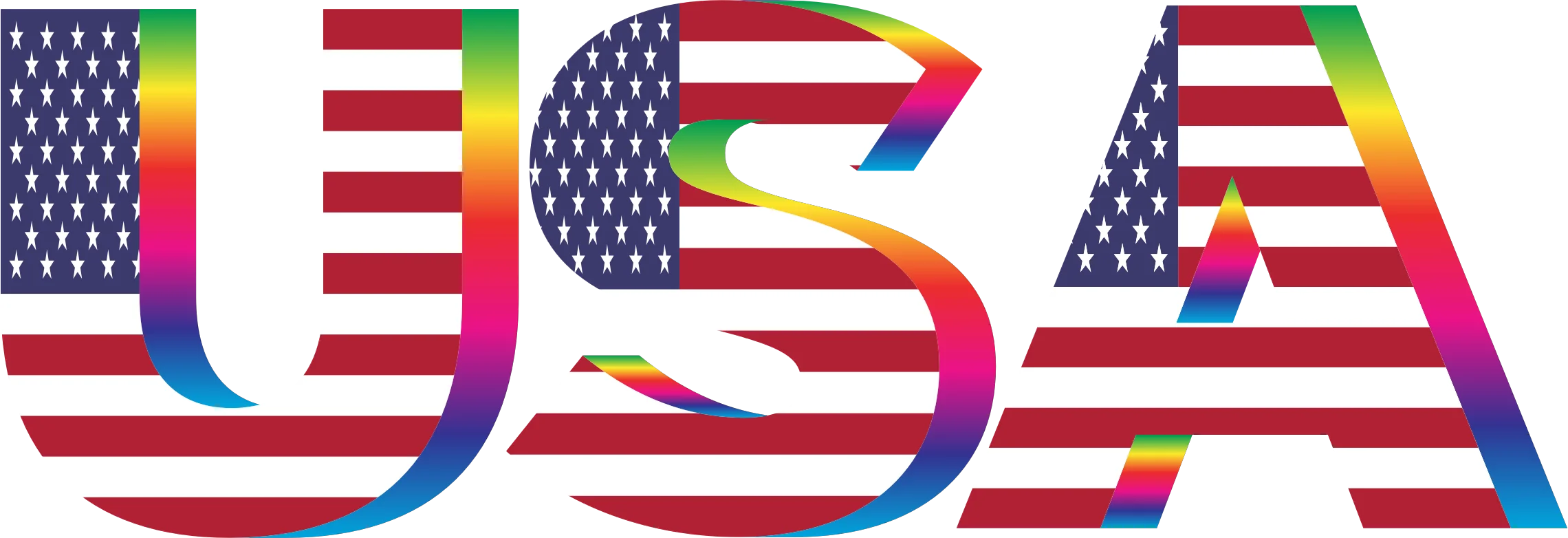 Patriotic USA Typography Clipart Design with Bold National Flag Colors