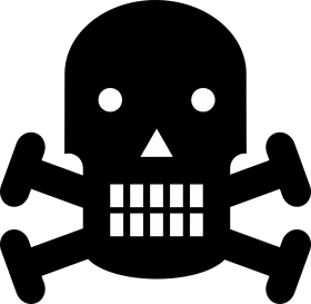 Playful Black and White Skull Crossbones Clipart Design with Minimalist Style