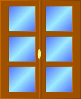 Serene Wooden Window Clipart with Six Blue-Tinted Rectangular Panes