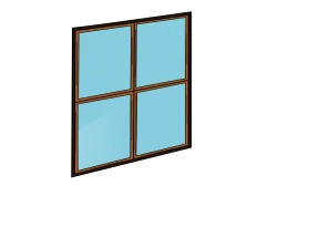 Simple Classic Four-Pane Window Clipart with Blue Glass Panels