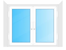 Simple Clean White Framed Double Window Clipart Graphic Design Element