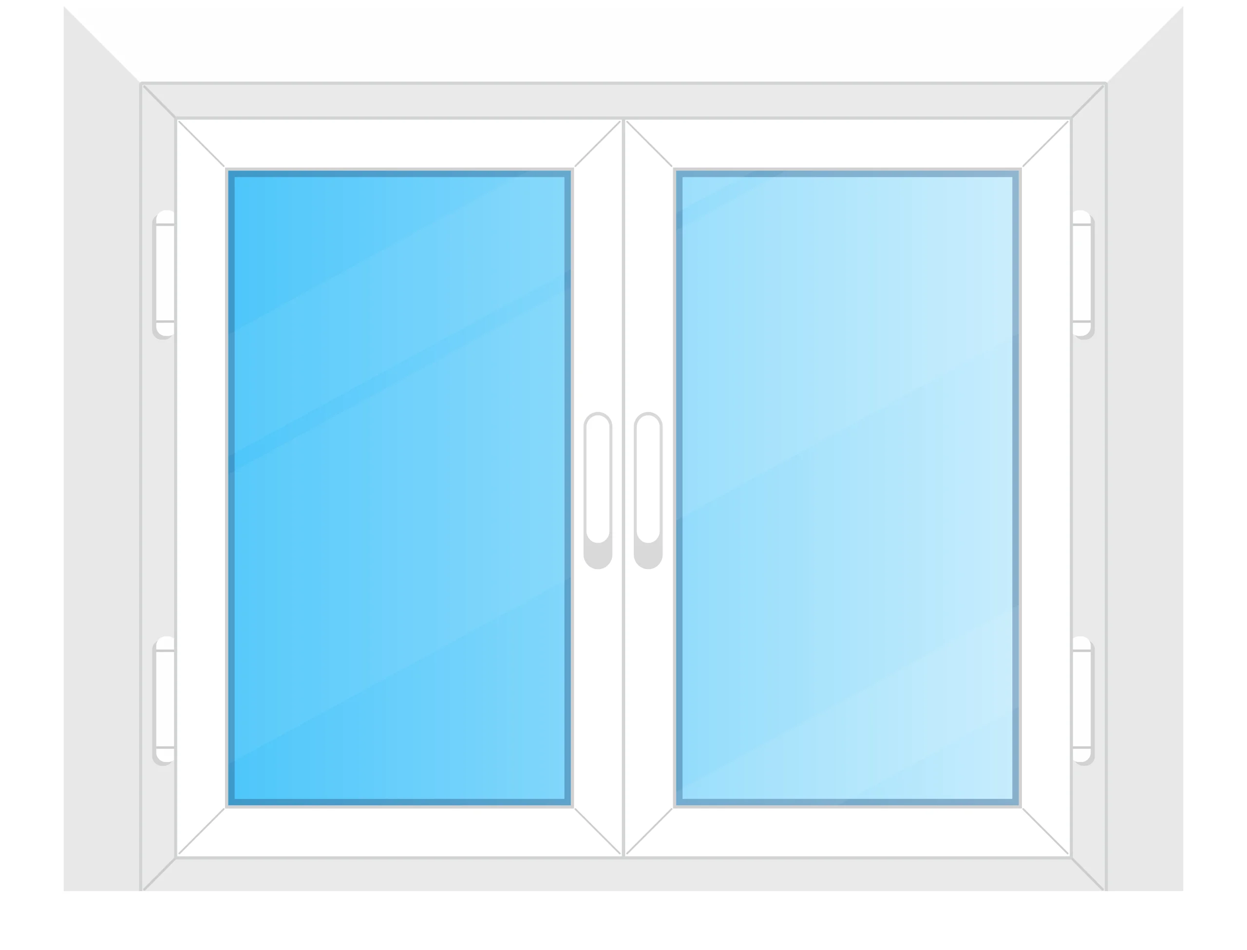Simple Clean White Framed Double Window Clipart Graphic Design Element