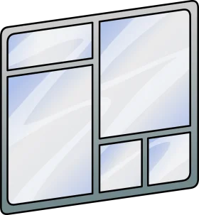 Simple Geometric Window Clipart with Clean Lines and Translucent Glass Panels