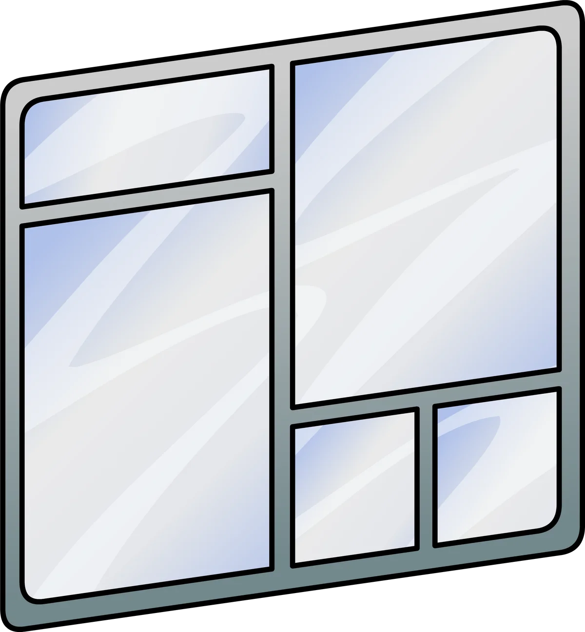 Simple Geometric Window Clipart with Clean Lines and Translucent Glass Panels