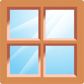Simple Minimalist Four-Pane Wooden Window Clipart Illustration Design