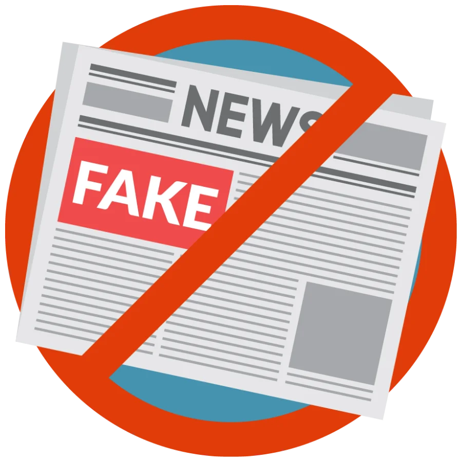 Stop Fake News Clipart: Media Integrity Warning Symbol with Prohibition Sign