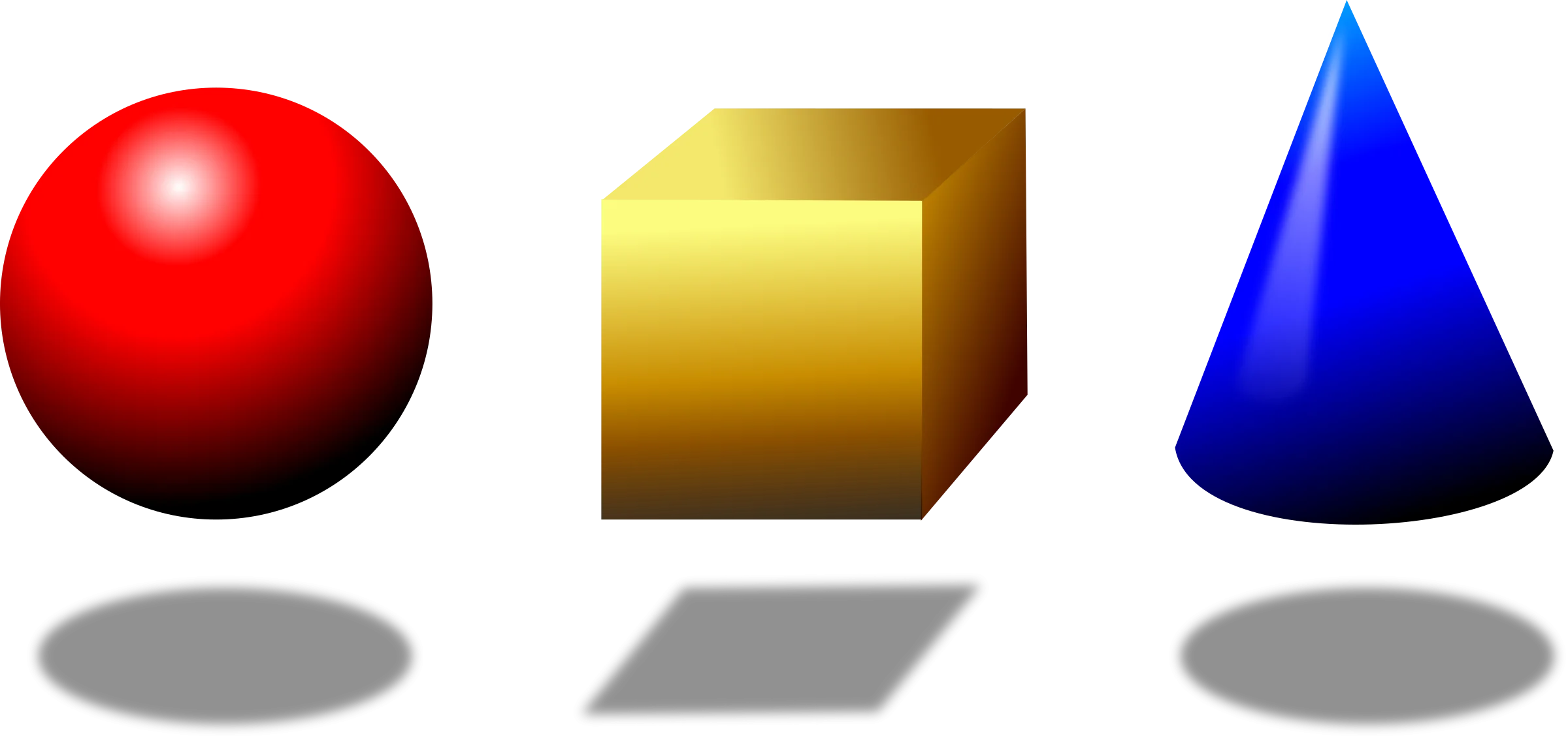 Three-Dimensional Basic Geometric Shapes Clipart: Sphere, Cube, and Cone
