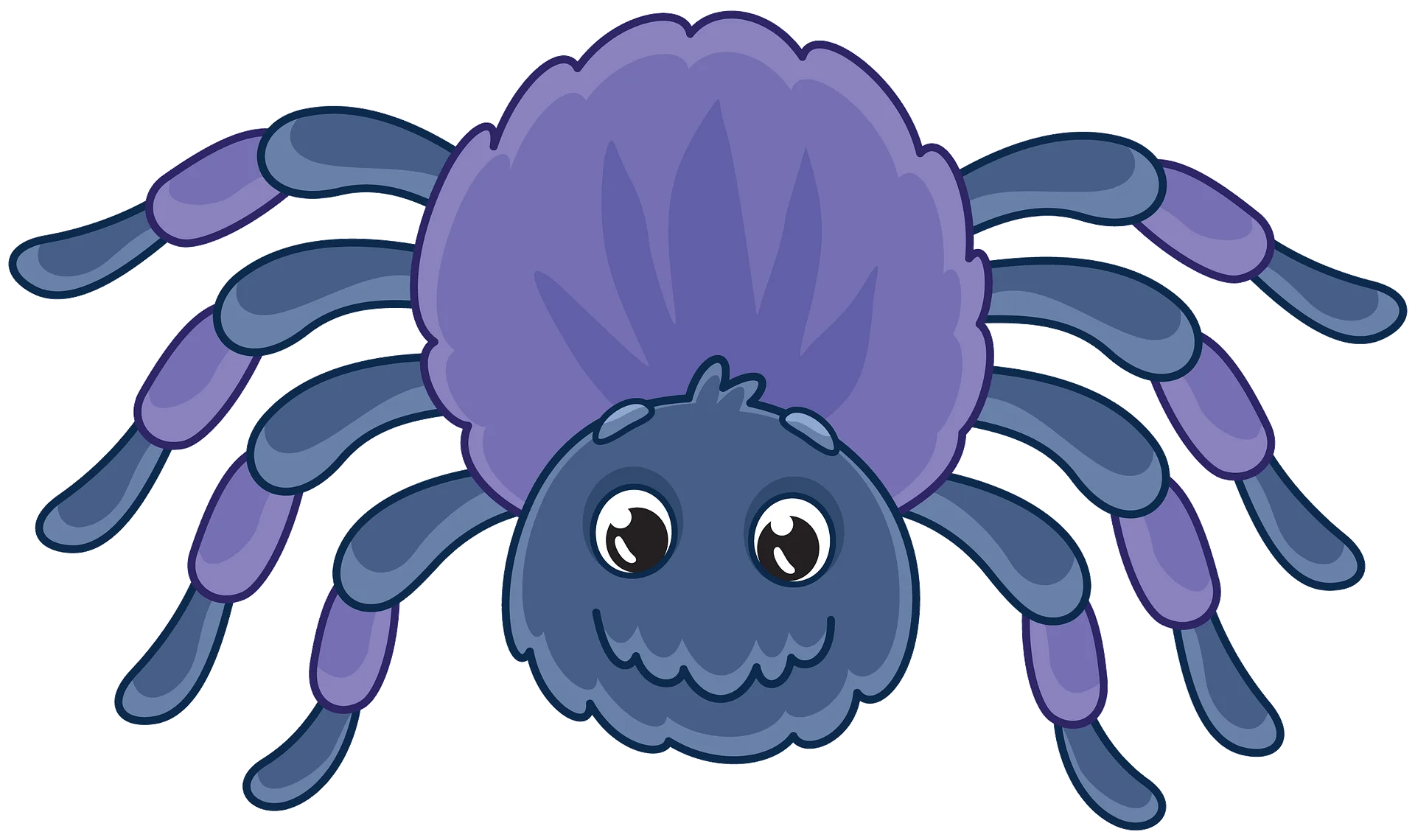 Adorable Cartoon Purple Spider Clipart with Cute Expressive Eyes