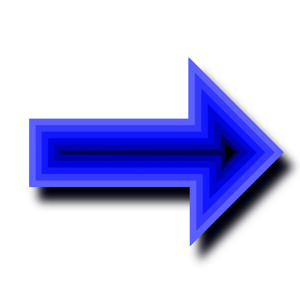 Bold Azure Directional Pointer Clipart with Sleek Layered Design and Depth
