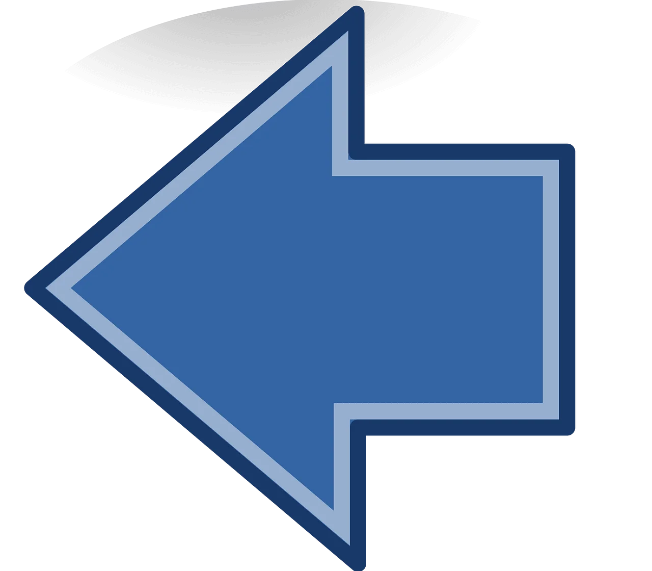 Bold Geometric Blue Left-Pointing Arrow Clipart Graphic Design Element