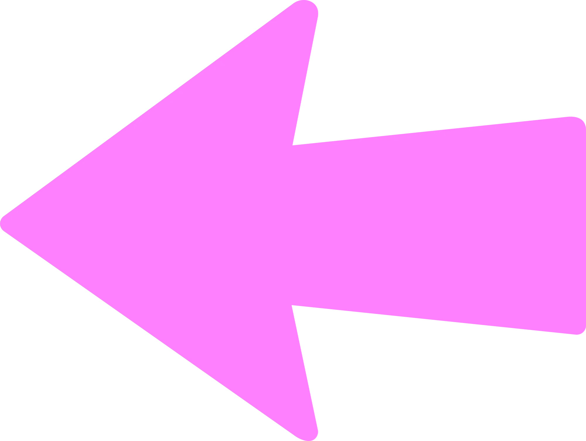 Bold Pink Left-Pointing Directional Clipart Arrow with Sharp Angular Design