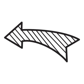 Curved Hand-Drawn Diagonal Black Striped Arrow Clipart Design Element