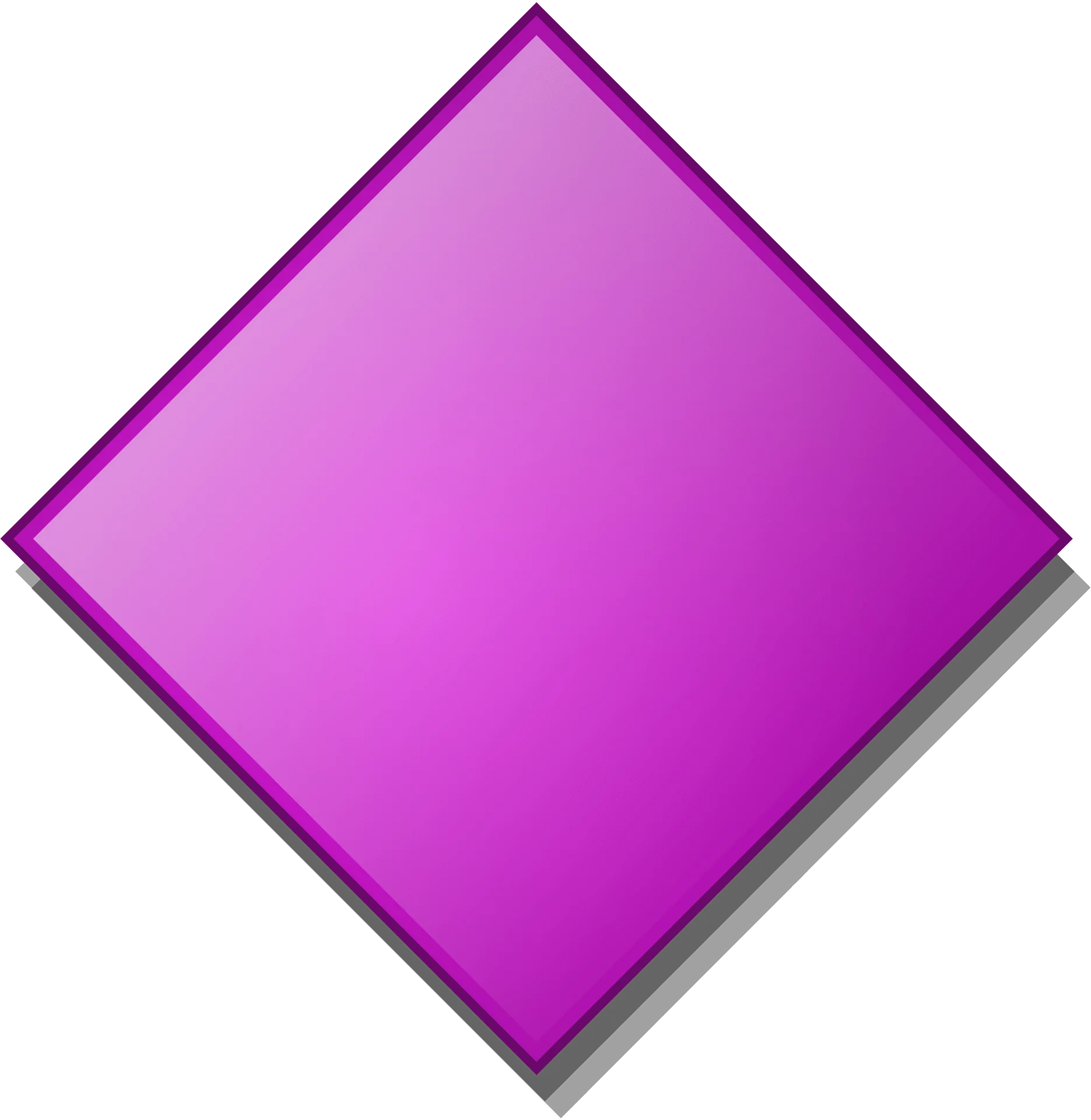 Geometric Purple Diamond Clipart with Sleek Shadow Effect Design