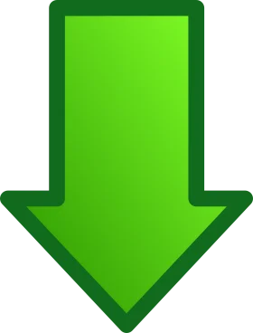 Glossy Green Downward Pointing Arrow Clipart Design Element for Digital Graphics