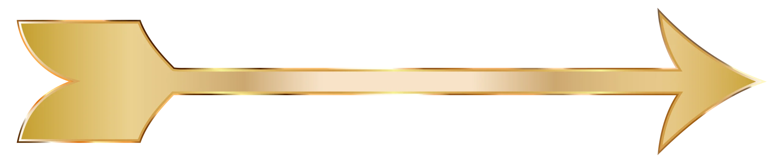 Golden Metallic Pointed Arrow Clipart with Elegant Sleek Design