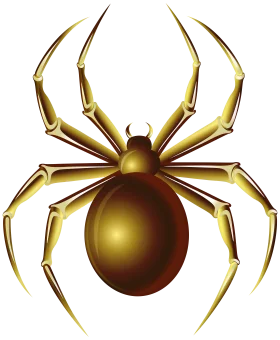 Golden Metallic Spider Clipart with Shimmering Symmetrical Design