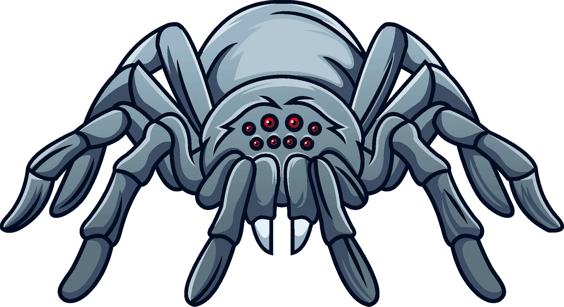Menacing Metallic Gray Spider Clipart with Detailed Exoskeleton Design