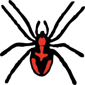 Minimalist Black and Red Spider Clipart with Sharp Geometric Design