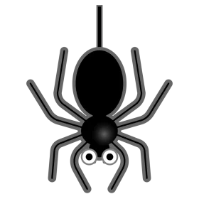 Minimalist Black and White Spider Clipart with Playful Cartoon Eyes