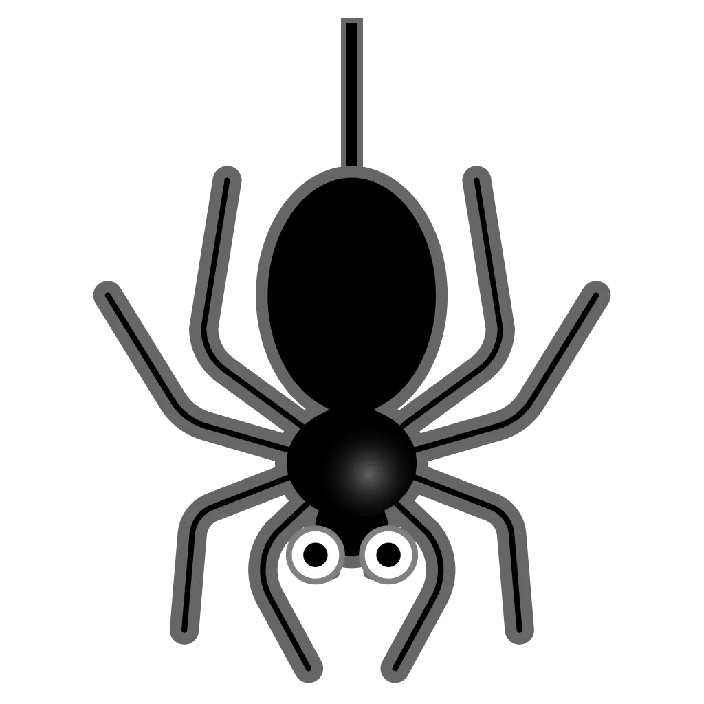 Minimalist Black and White Spider Clipart with Playful Cartoon Eyes