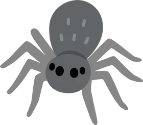 Minimalist Gray Spider Clipart: Stylized Arachnid Illustration with Simple Design