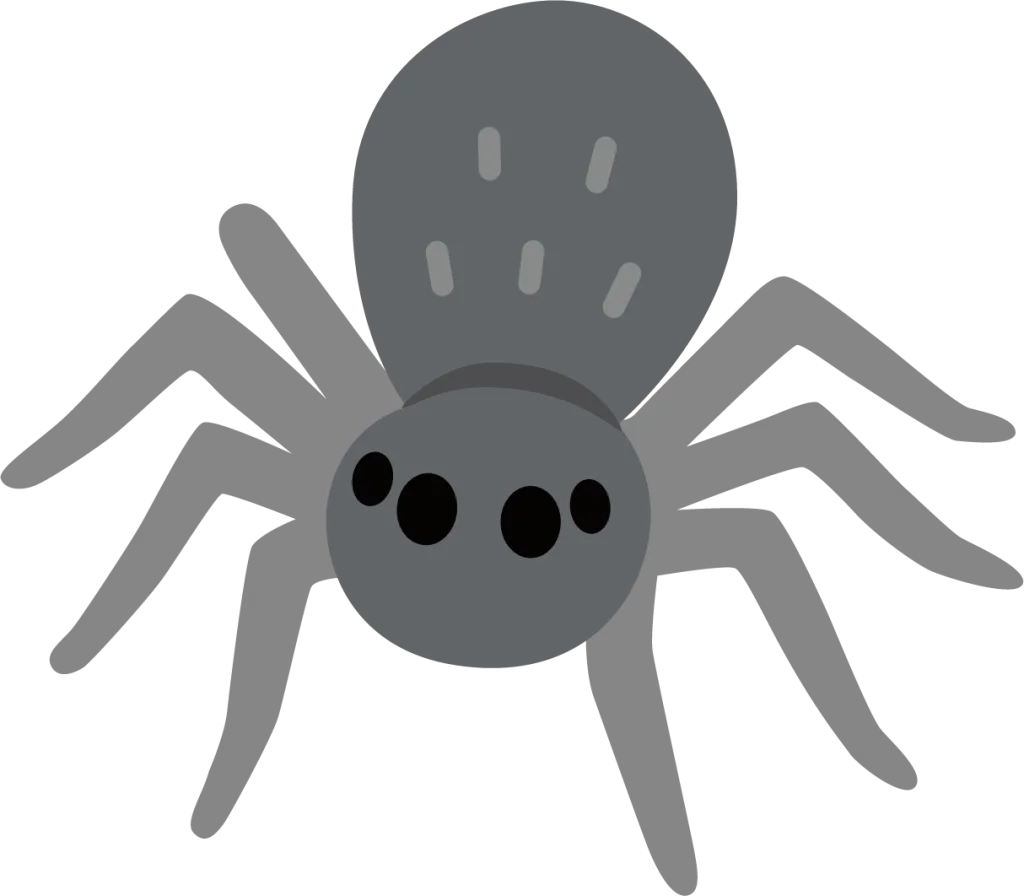 Minimalist Gray Spider Clipart: Stylized Arachnid Illustration with Simple Design