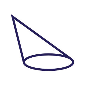 Minimalist Navy Blue Geometric Cone and Circle Clipart Design Element