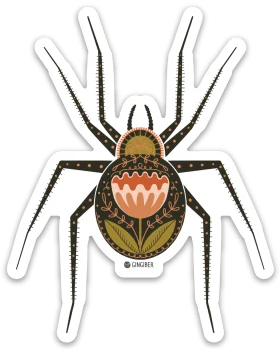 Ornate Folk Art Style Spider Clipart with Intricate Botanical Design