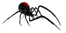 Sinister Black Widow Spider Clipart with Menacing Red Marking Design