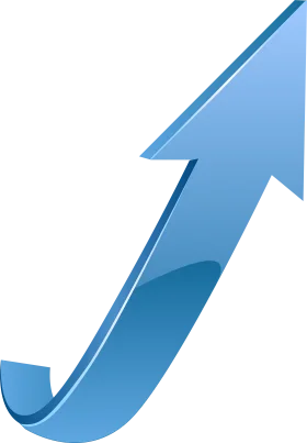 Sleek Blue 3D Ascending Arrow Clipart Symbolizing Growth and Progress