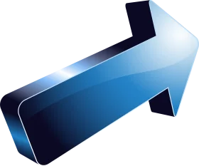 Sleek Blue 3D Directional Arrow Clipart with Modern Dimensional Design